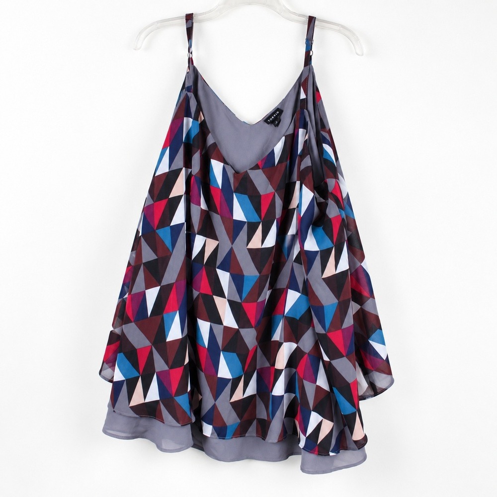 Torrid Womens Plus Size 3 Geometric Triangle Print Chiffon Layered Cami Tank Top